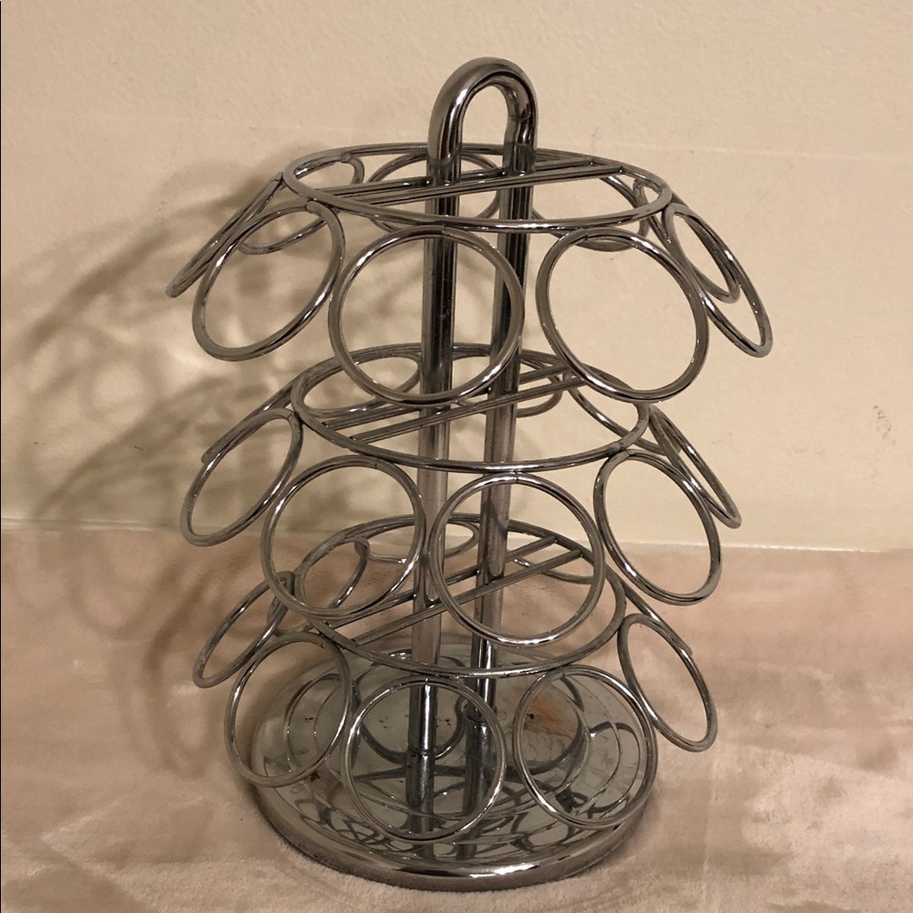Rotating Chrome Coffee Pod Carousel - Silver